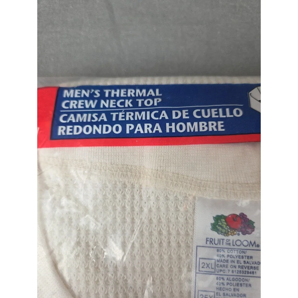 Fruit of the Loom Men's  Thermal Crew Neck Long Sleeve Size 2XL 2003 NOS